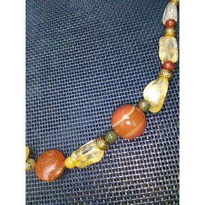 Handmade Gemstone Necklace citrine agate 29"
